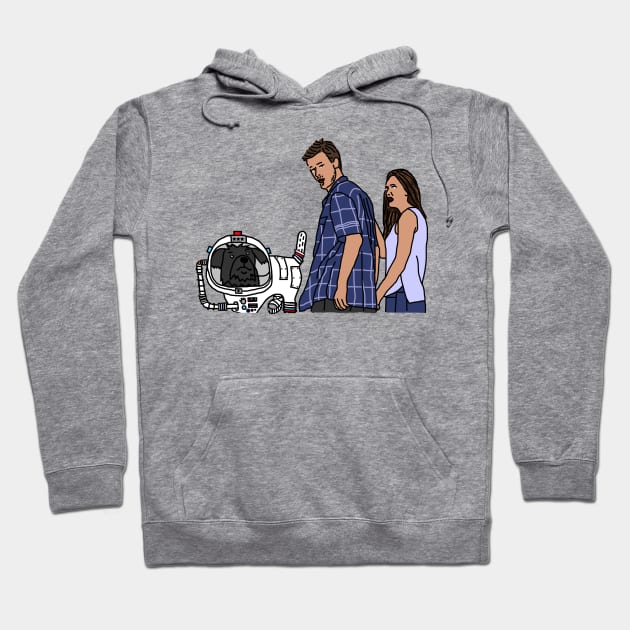 Distracted Boyfriend Meme SciFi Space Dog Hoodie by ellenhenryart